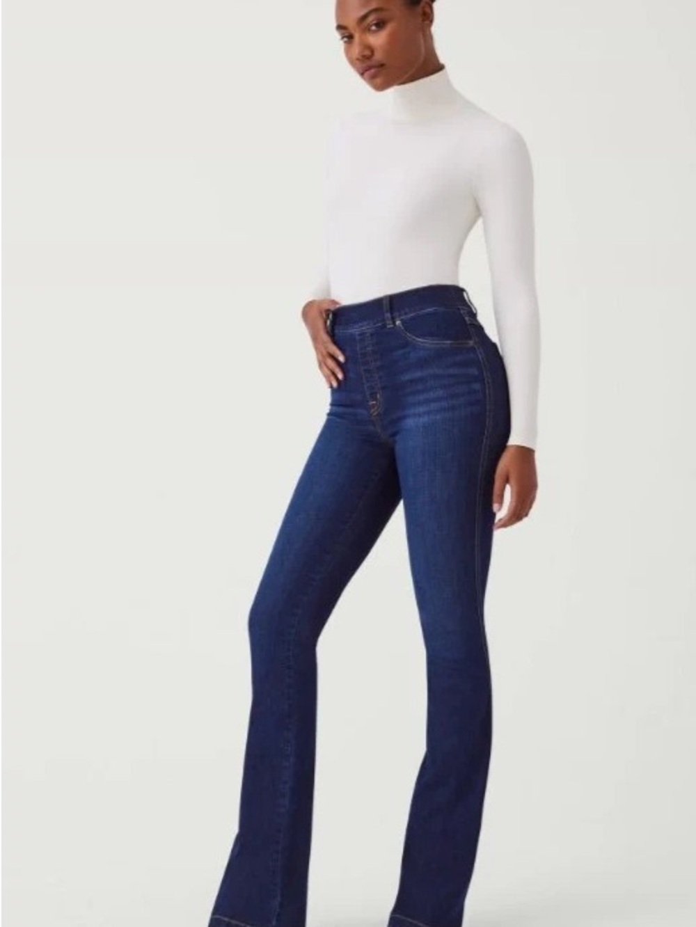 SPANX Dark Blue High-Rise Flare Jeans